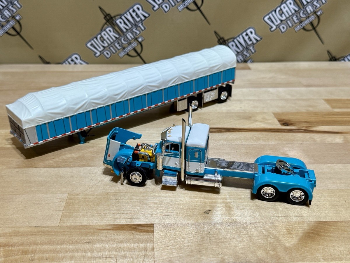ミニカー DCP 1/64 Peterbilt 379 CoverWagon DCP 1/64 Peterbilt 379 Flattop With Covered Wagon Semi Truck