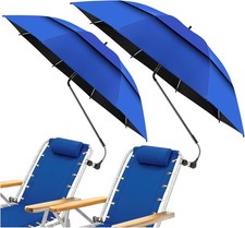 2Pack Beach Chair Umbrella Double Canopy UV50...