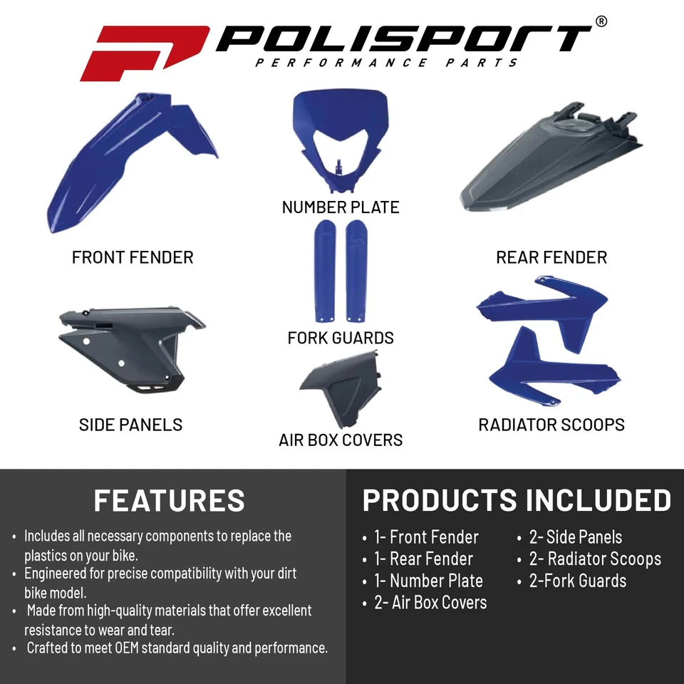 Polisport MX Plastic Kit for Sherco SEF/SE (2025) Dirt Bike, OEM, Blue/Gray - Image 2 of 4