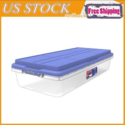 63 Qt Stackable Bin Organizer Clear Plastic Storage Container w/ Lid Double US