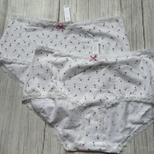 New Women's SKIMS Set Of 2 Snow Rose Lightweight Cotton Lace Briefs Size M