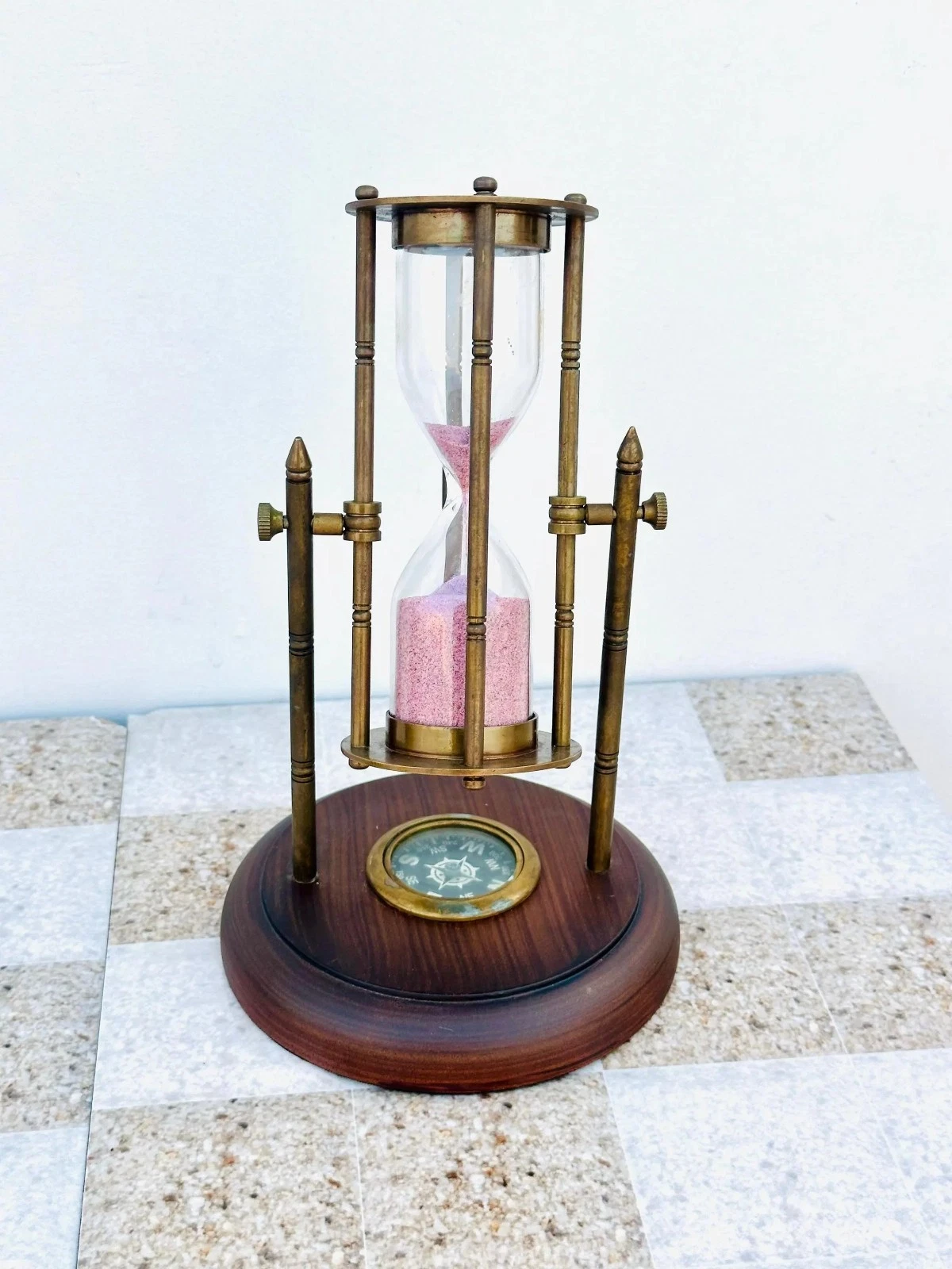 Custom Engraving Vintage Crown Rotatable Hourglass Wood & Metal Empty Refillable