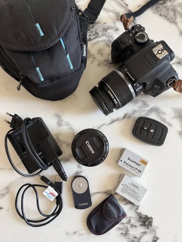 Canon EOS 650D DSLR, 2 Objektive (EF-S 18-55mm + EF 50mm), Zubehörpaket