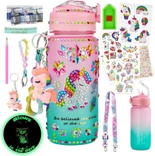 Glow in The Dark Decorate Your Own Water Bottle Kit,Unicorn Toy Gift for 4-6-...