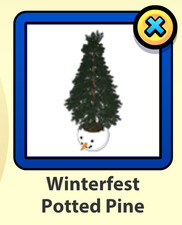 Webkinz Online Winterfest Potted Pine Plant Virtual Item