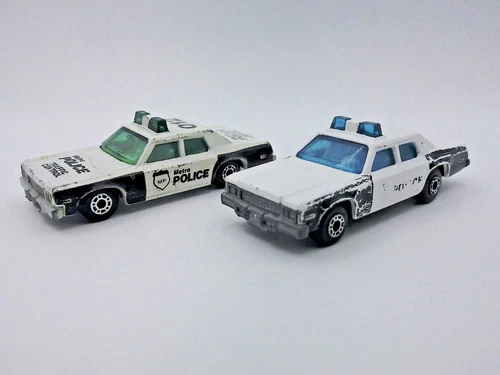 Job Lot of 2 Vintage Die-Cast Matchbox Plymouth Gran Fury Police Cars
