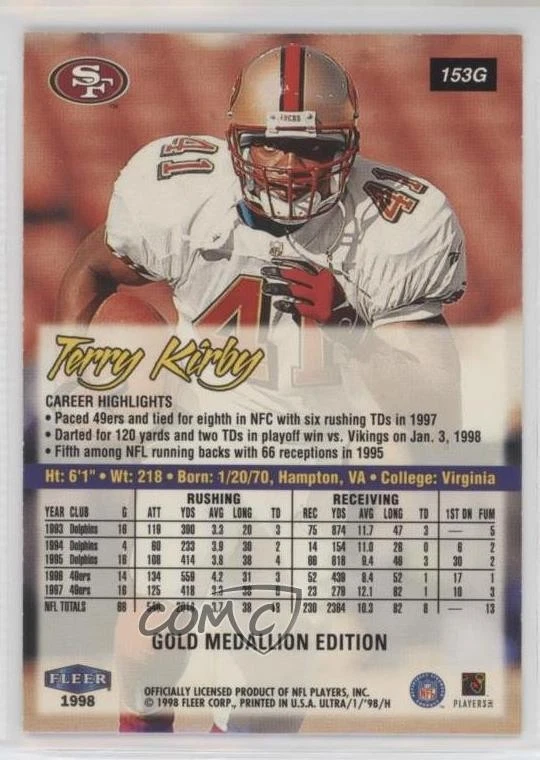 1998 Ultra Gold Medallion Terry Kirby #153G - Image 2 of 2