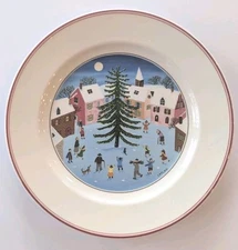 Villeroy & Boch Naif Christmas Salad Plate 8 1/4" Tree & Skaters Excellent!