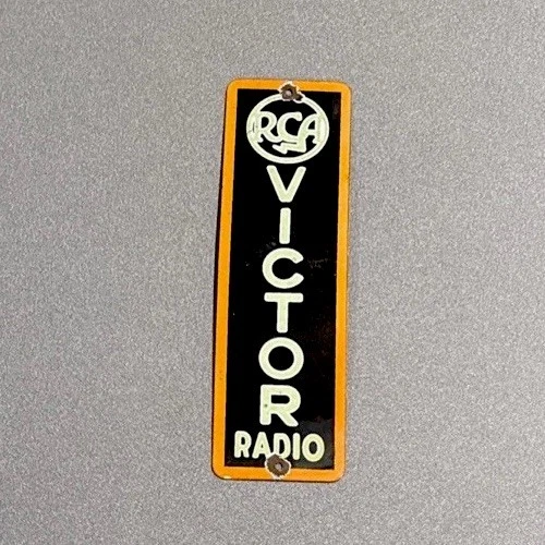 VINTAGE 12” RCA VICTOR PORCELAIN SIGN CAR GAS TRUCK OIL MOTORCYCLE