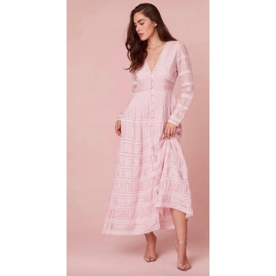 LoveShackFancy Ellitia Dress Victorian Lace Maxi Light Lilac Viscose US 0 NWT