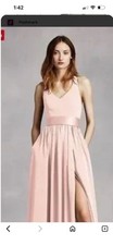 NWT| White by Vera Wang | Halter Neck Bridesmaids Prom Dress Sash Blush Pink 10