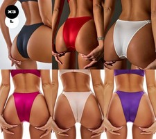 x3 LARGE Victoria's Secret Classic BRAZILIAN BRIEF - Shine Strap SATIN Lingerie