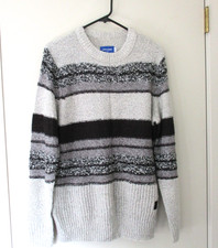 Jack  Jones NWT Men's Gray Black White Textured Stripe Sweater - SZ M