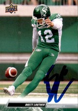 Brett Lauther Signed 2023 Upper Deck CFL Football card Saskatchewan Rougrider