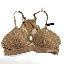 New Aerie Real Power Wireless Padded Bra Lace Balconette Size 34C Beige