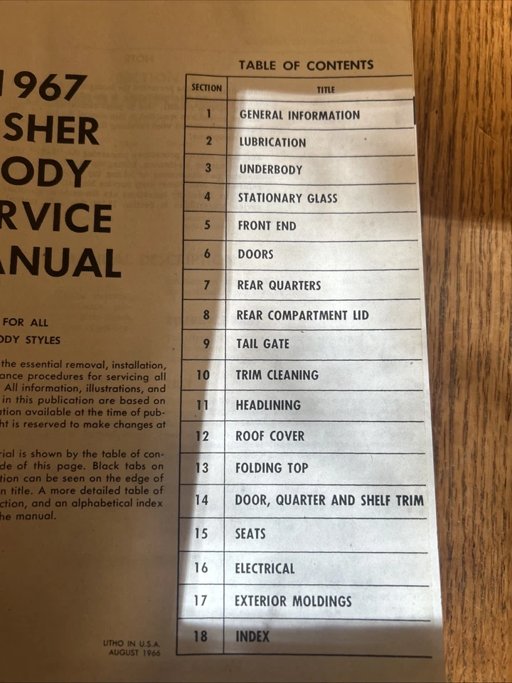 1967 BODY BY FISHER SERVICE MANUAL  OLDS 442 CHEVROLET IMPALA SS CHEVELLE - Image 3 of 4