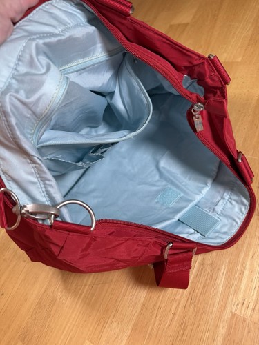 BAGGALLINI Red Tote Laptop Travel Bag Detachable Crossbody Strap - Picture 7 of 11