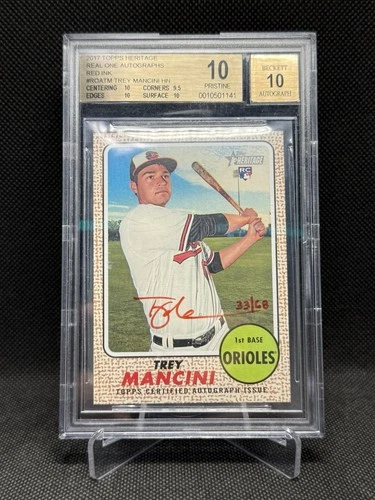 Trey Mancini 2017 Topps Heritage Real One Autographs Red Ink BGS 10 Pristine /68