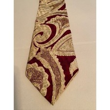 TKS Mens Silk Tie Burgundy Gold Oversized Paisley Jacquard Made in USA Necktie