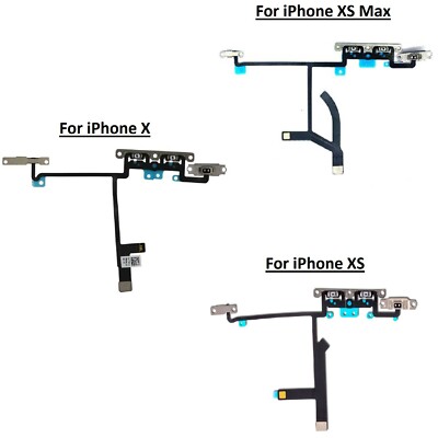 For iPhone X XS XS Max Volume Button Flex Cable Mute Switch With Metal  Brackets UK