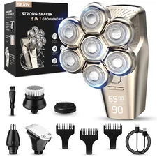 SEJOY 5 IN 1 Rotary Electric Shaver Rechargeable 7D Bald Head Hair Beard Trimmer