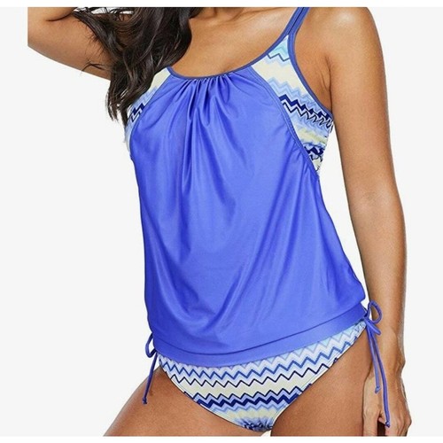 Womens Blouson SMALL Two Piece Tankini Swimsuit Bikini Swimwear