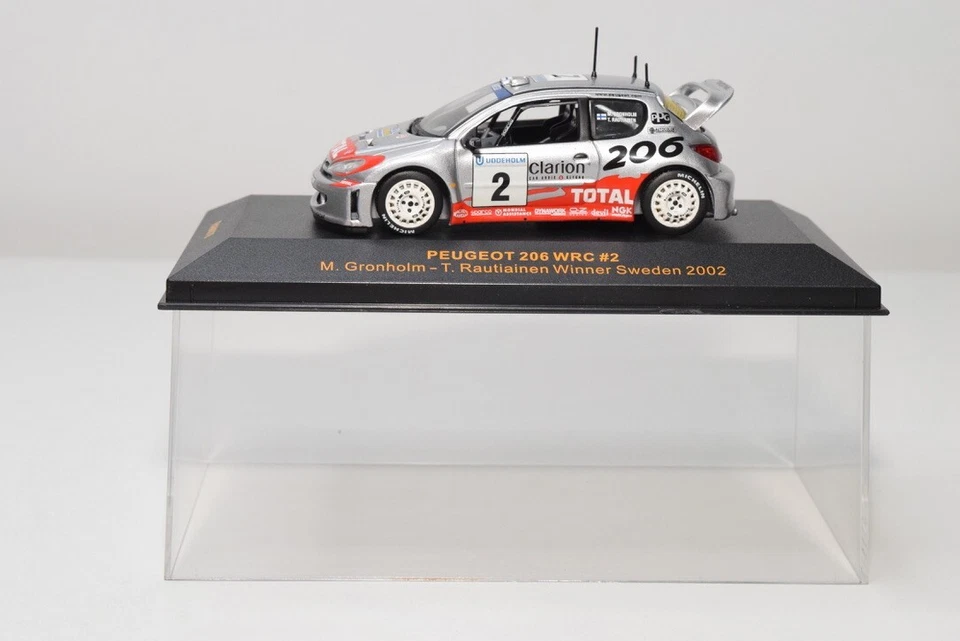 B21 1:43 IXO RAM078 PEUGEOT 206 WRC #2 GANADOR RALLY DE SUECIA 2002 GRONHOLM SIN USAR, EN CAJA Foto 2 de 4