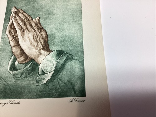 ART PAPER ETCHING PHOTOGRAVTURE ALBRECHT DURER COLOR PRAYING HANDS PRAY VINTAGE - Picture 4 of 18