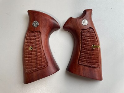 New Checker Wood Decorative Grips for S&W, K/L ROUND BUTT 686 ...