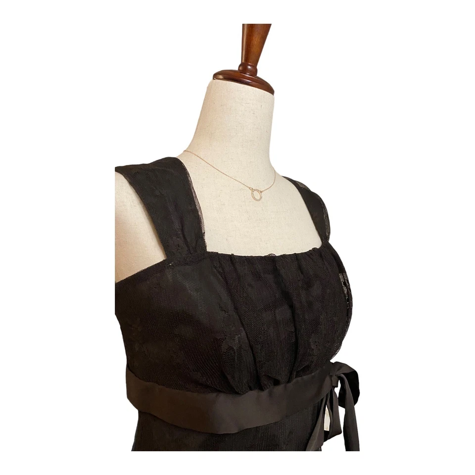 Bandolino 蕾丝连衣裙女式 6 码棕色全衬里帝国腰围紧身 Midi — 第 3/4 张图片