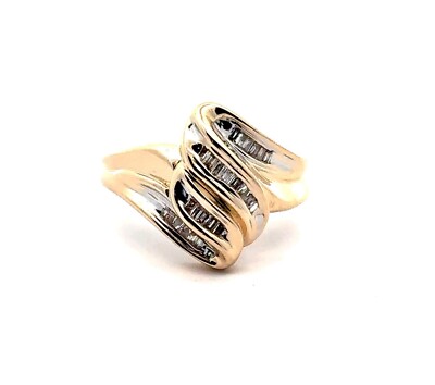 10k Gelbgold natürliches 0,50 Ct Dimonds Baguette Größe 9