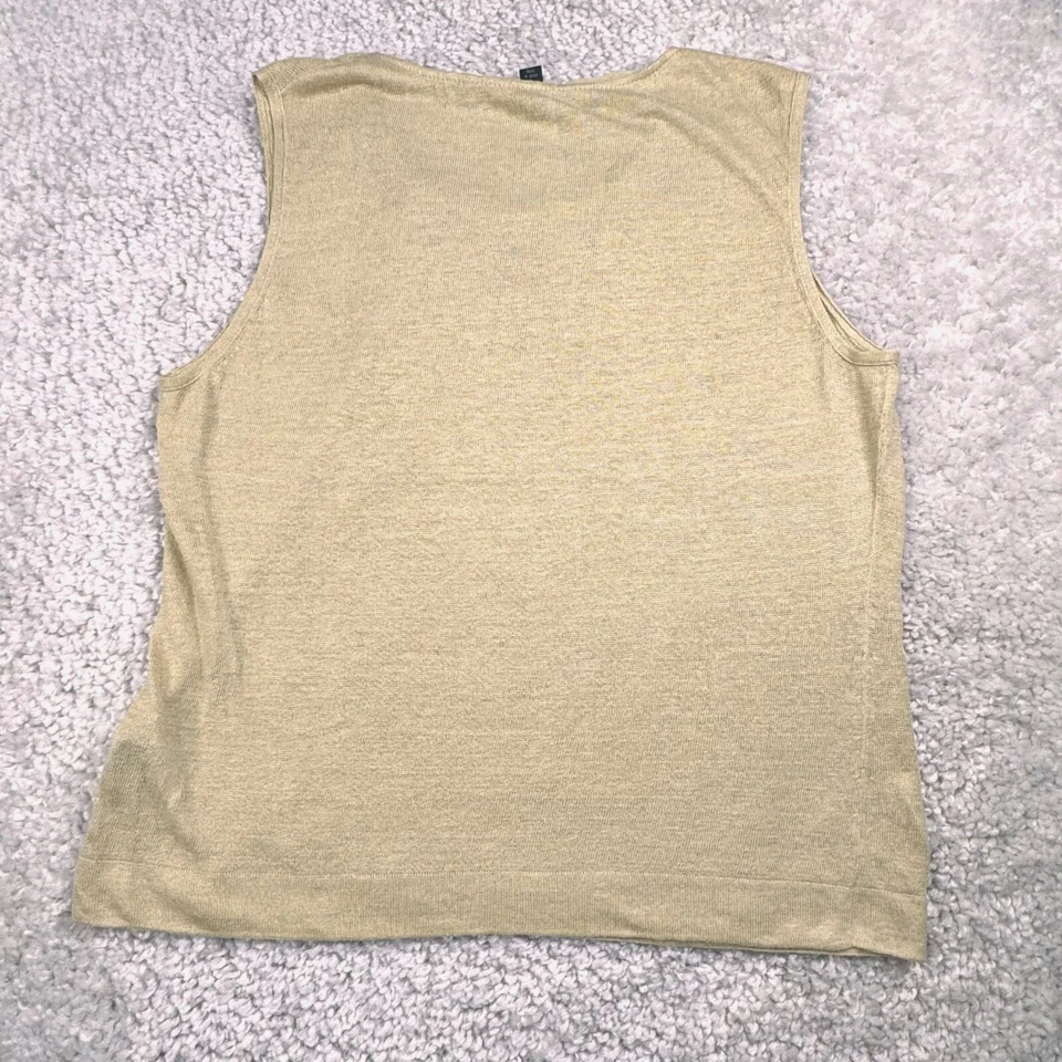 Lafayette 148 New York Linen Pleated Sleeveless Blouse Tan Beige Womens XL - Image 2 of 4