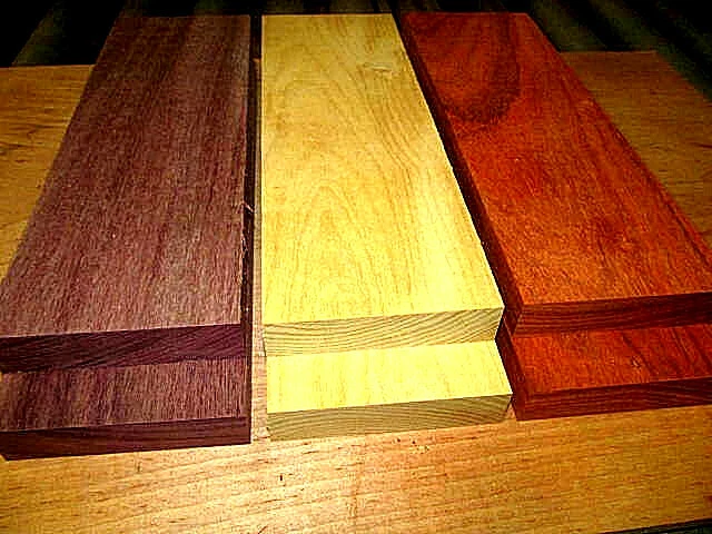 GREEN VALLEY WOOD PRODUCTS (6) PREMIUM PADAUK, HARD MAPLE, PURPLEHEART LUMBER WOOD BLANKS 12" X 4" X 3/4"