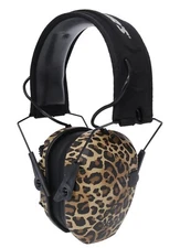 Walkers Razor Slim Electronic Earmuff 23dB Noise Reduction Leopard Print Blk Tan
