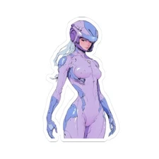 Cyberpunk style vixen robot vinyl Stickers for Tech Lovers artwork design 