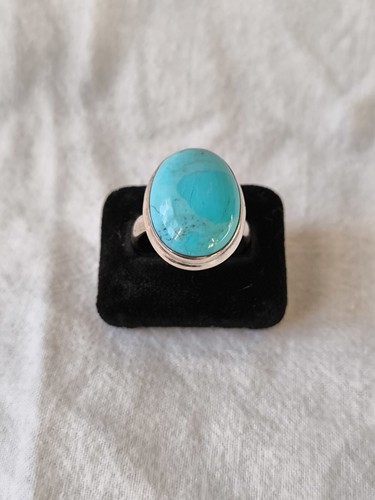 Schöner Silberring mit großem Türkis 925 Silber Ring Gr. 60 - Bild 2 von 11