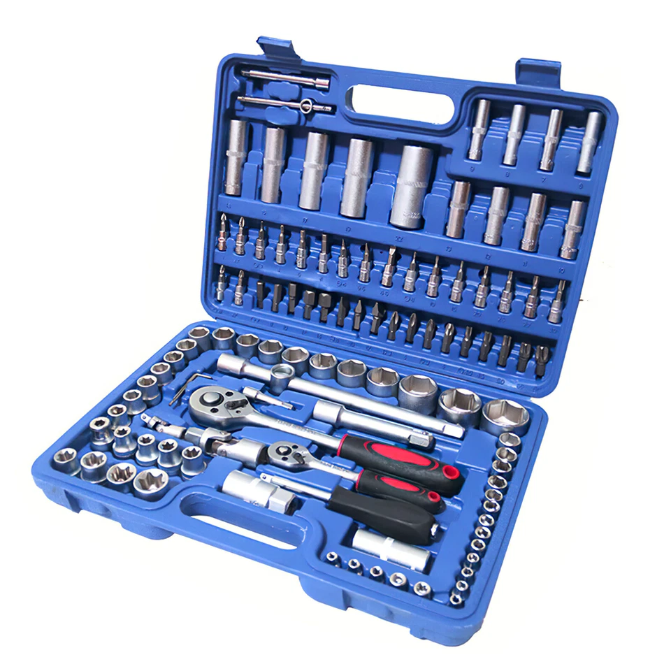 108pcs 1/2" 1/4" Socket Set & Screwdriver Bit Torx Ratchet Driver Tool Kit Case