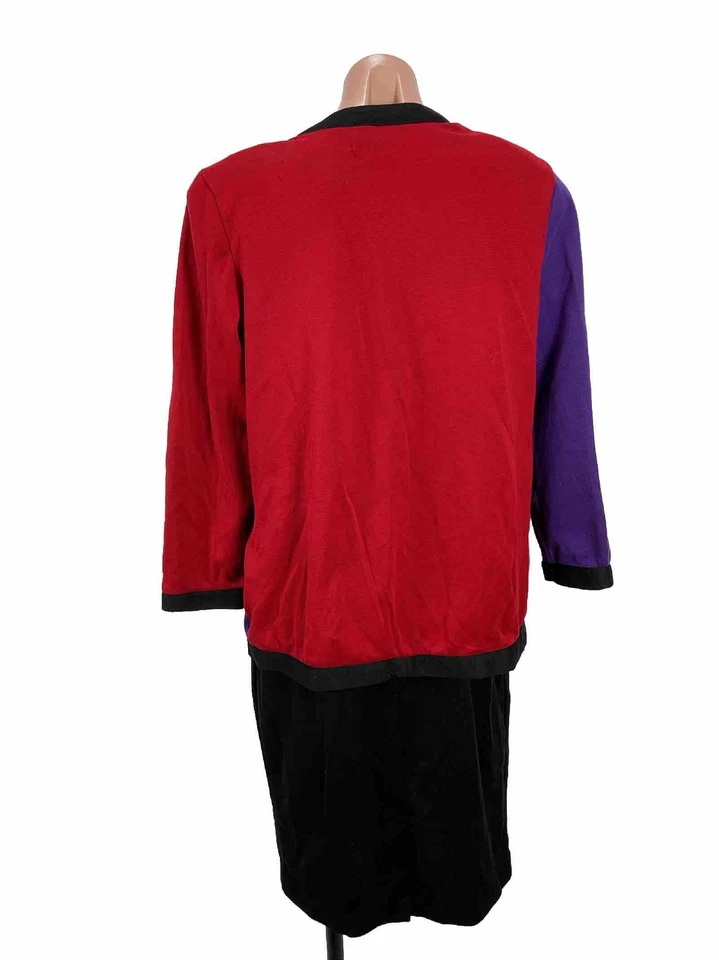 Conjunto de traje falda vintage años 80 90 Marnie West para mujer M/L bloques de colores mezcla acrílica Foto 2 de 4