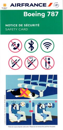 Safety Card AIR FRANCE Boeing 787 11/2016 *NEU*MINT* Ref.9005761 - Afbeelding 1 van 3