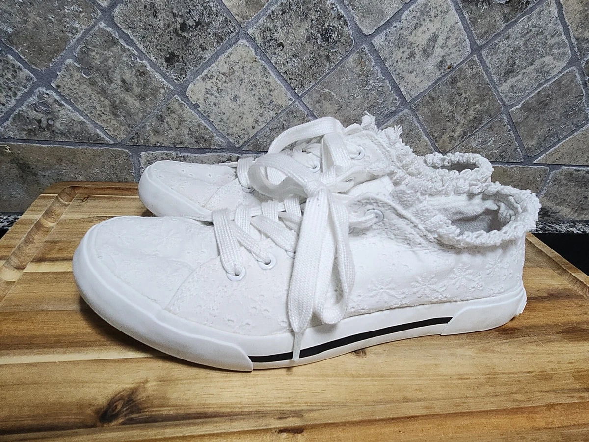 Womans White Rocket Dog Eyelet Ruffle Comfort Shoes Sneakers Size
