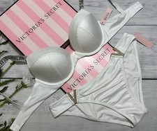Victoria’s Secret Shine Strap Sexy Camiseta Push-Up Bikini Descarado Conjunto de Natación Blanco