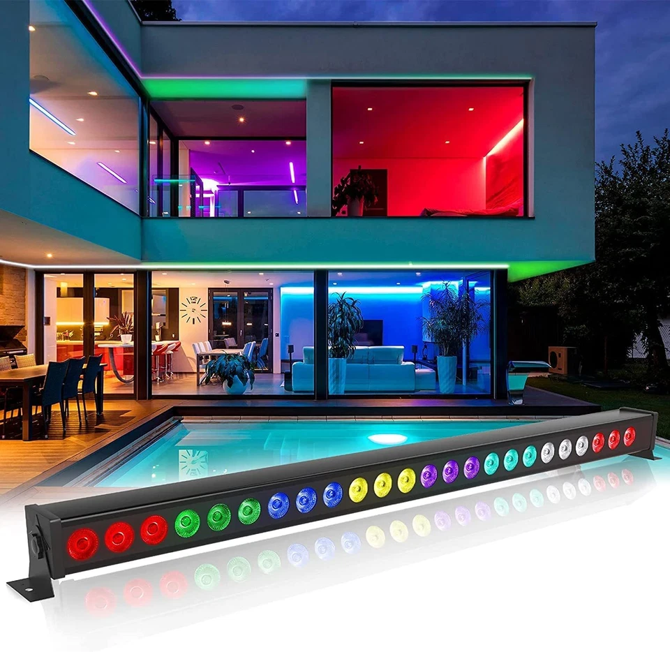 4x RGB 96W 24 LED Bühnenbeleuchtung Wall Washer Licht Bar DMX DJ Party Show Club - Bild 3 von 4
