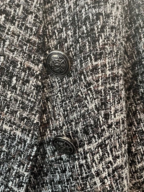 Blazer Tweed Gris Aqua y Plata Talla S Doble Pecho  Foto 4 de 4