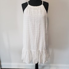 Old Navy Women's High Neck Ruffle Hem White Lined Dress Cover Up Size Large