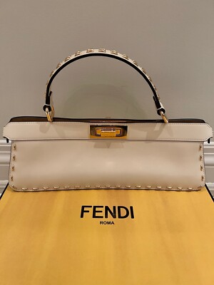FENDI Peekaboo I See U Elongated Top Handle Bag Gold Metal Stitch - Main Image