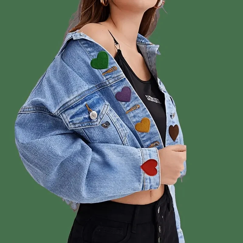 1 pcs heart-shaped iron on patch applique select color 1 +3/4 x 1 +1/2 inch - Image 3 of 4