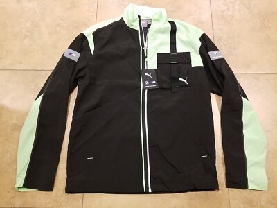 PUMA BMW Motorsport MMS Statement Woven Jacket Black/Paradise Green 533315 05 Sm