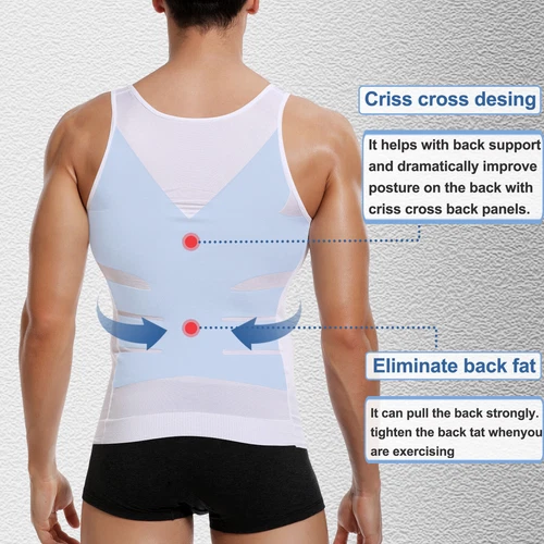 Mens Body Shaper Slim Tummy Vest Compression Shirt Tank Tops Shapewear Workout - Bild 3 von 39