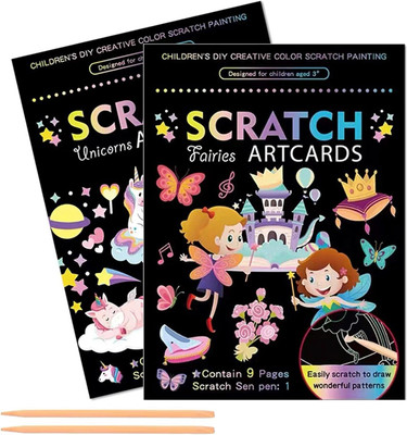 Magical Scratch Art Book for Kids,Unicorns & Princesses,2 Pack Rainbow Magic Scr