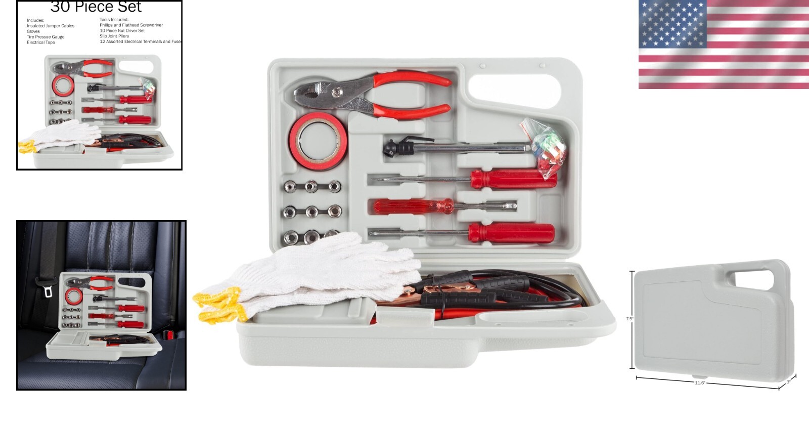 Emergency Roadside Assistance Kit - 30 Pieces for Confident Driving and Safety